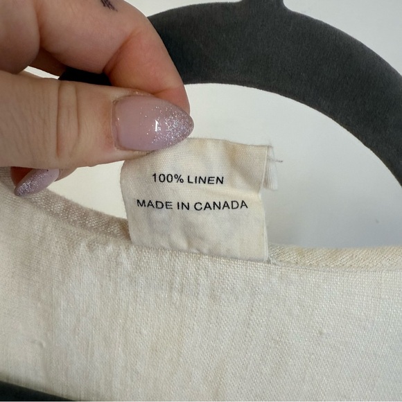 Beaton Linen Shift Sleeveless Minimalist Summer Lagenlook Dress Ivory Size M - Picture 7 of 10